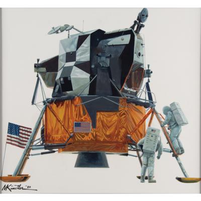 Lot #9704 Mort Kunstler Original Painting of Lunar Module - Image 1