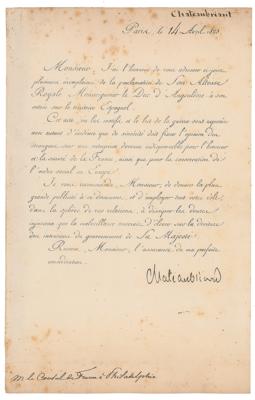 Lot #494 Francois Rene de Chateaubriand Document Signed - Image 1
