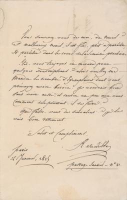 Lot #538 Claude Joseph Rouget de Lisle Autograph Letter Signed