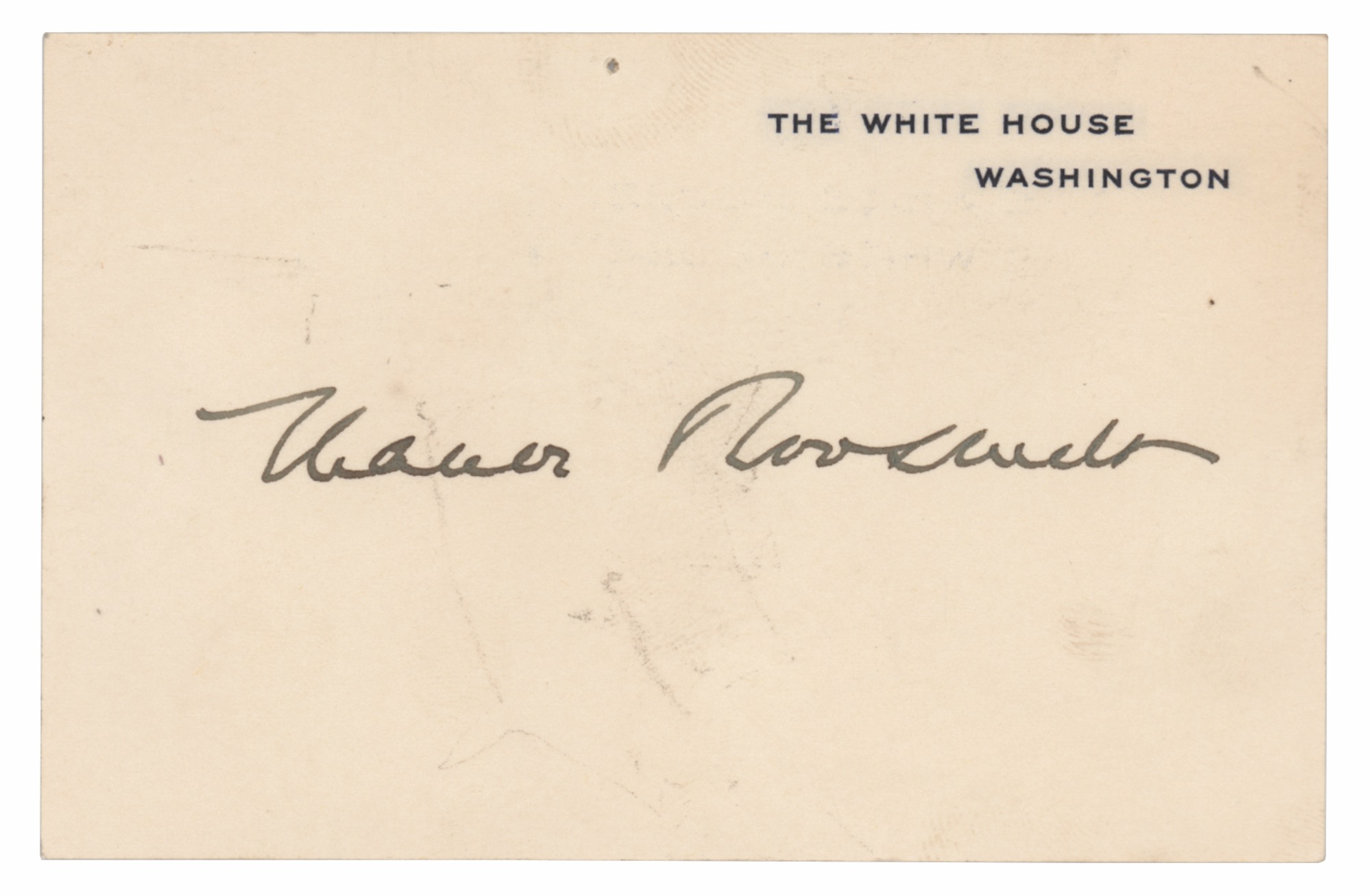 Lot #88 Eleanor Roosevelt Signed White House Card - Image 1