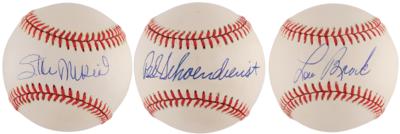Lot #767 St. Louis Cardinals Hall of Famers: Musial, Brock, and Schoendienst Signed Baseballs - Image 1