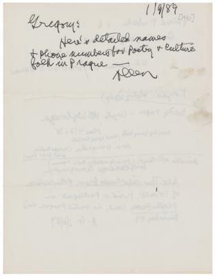 Lot #501 Allen Ginsberg Autograph Note Signed