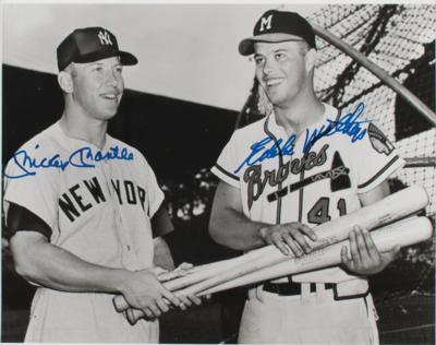 Lot #734 Mickey Mantle and Eddie Mathews Signed Photograph - Image 1