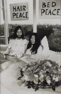 Lot #556 Beatles: Lennon and Ono Original 'Bed-in for Peace' Wire Photograph