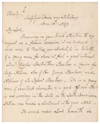 Lot #380 William Nelson, 1st Earl Nelson Autograph Letter Signed - Image 1