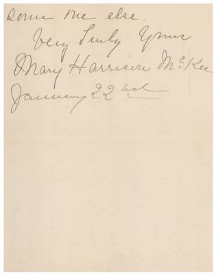 Lot #62 Mary Harrison McKee Autograph Letter Signed - Image 3