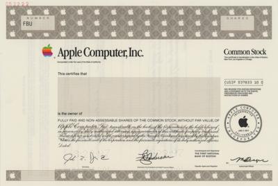 Lot #316 Apple Stock Certificate