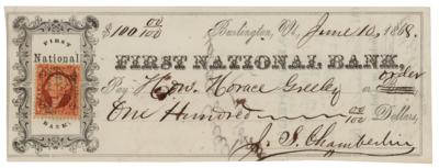 Lot #204 Horace Greeley Signed Check - Image 2