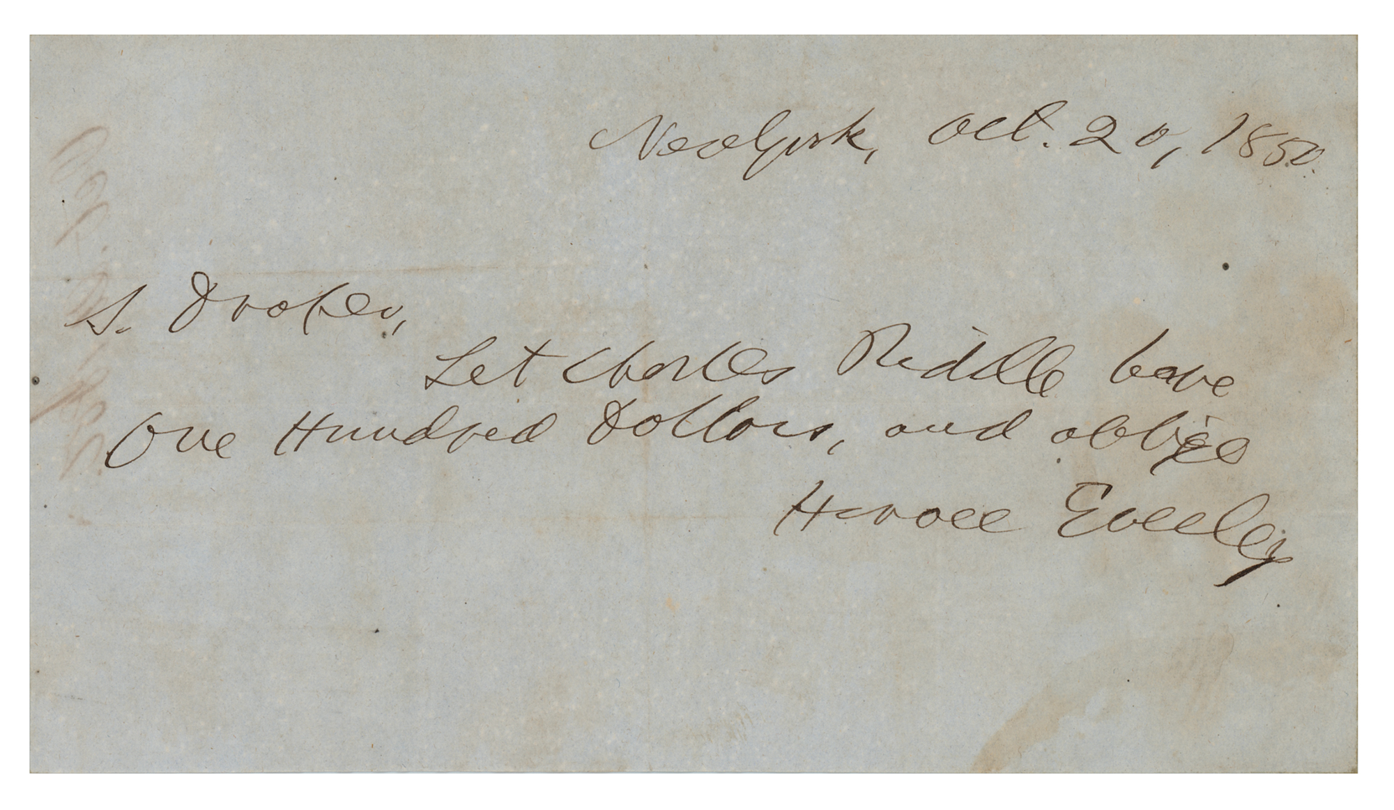 Lot #205 Horace Greeley Autograph Note Signed