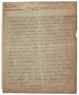 Lot #280 François Alexandre Frédéric, duc de La Rochefoucauld-Liancourt Autograph Letter Signed