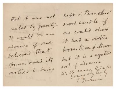 Lot #185 Francis Darwin Autograph Letter Signed