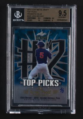 Lot #804 2013 Leaf Metal Draft Top Picks Prismatic Blue Kris Bryant (2/3) BGS GEM MINT 9.5 - Image 1