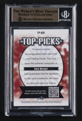 Lot #804 2013 Leaf Metal Draft Top Picks Prismatic Blue Kris Bryant (2/3) BGS GEM MINT 9.5 - Image 2