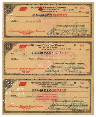 Lot #725 Giants: Horace Stoneham and Edgar Feeley (3) Signed Checks - Image 1