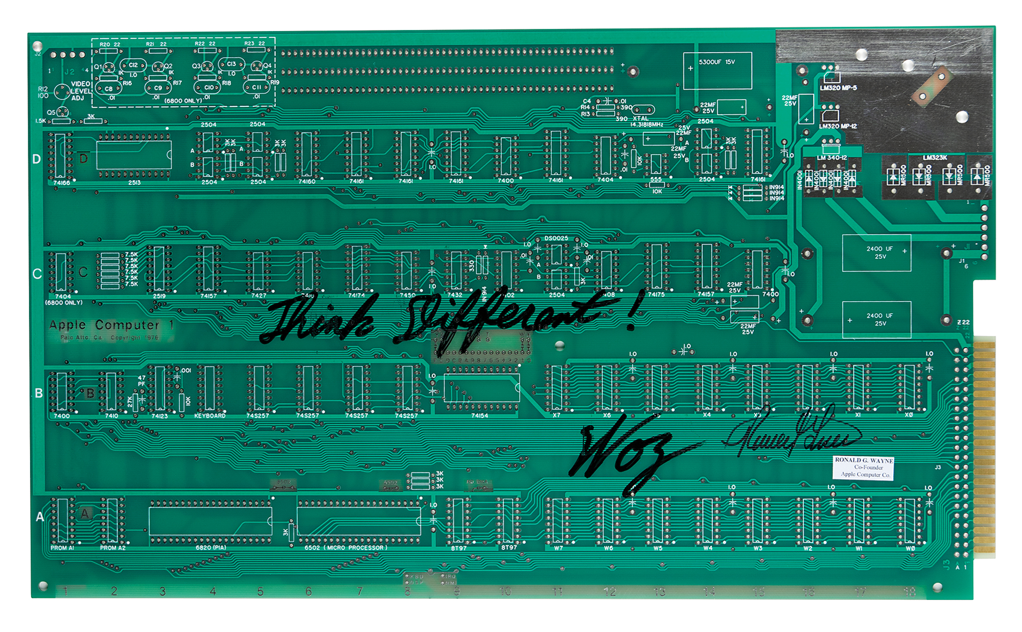 Lot #140 Apple: Wozniak and Wayne Signed Circuit Board