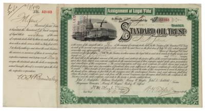 Tilford Standard Oil Trust Signed by Henry M Flagler & Wesley H Stock Certif 