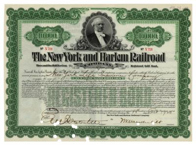 Lot #305 William K. Vanderbilt Signed New York and Harlem Railroad Bond - Image 1