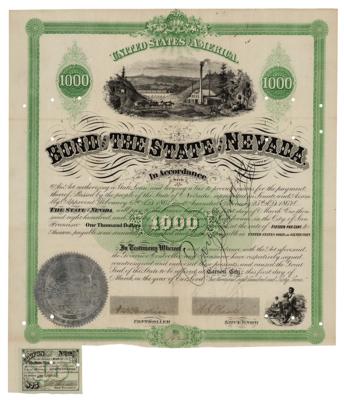 Lot #162 Henry G. Blasdel Signed State of Nevada 1867 Bond - Image 1
