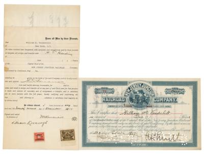 Lot #304 William K. Vanderbilt Signed Stock Transfer Receipt - Image 1