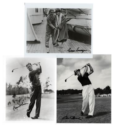 Lot #727 Golf: Snead, Nelson, Sarazen (3) Signed Photographs - Image 1