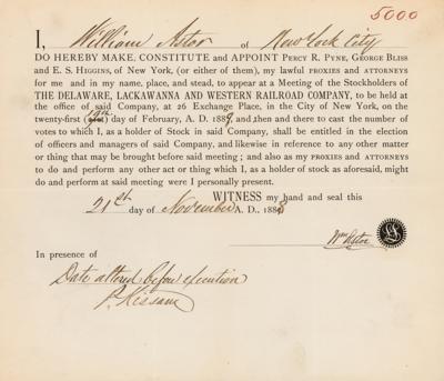 Lot #149 William Waldorf Astor Document Signed - Image 1