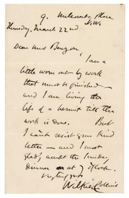 Lot #495 Wilkie Collins Autograph Letter Signed