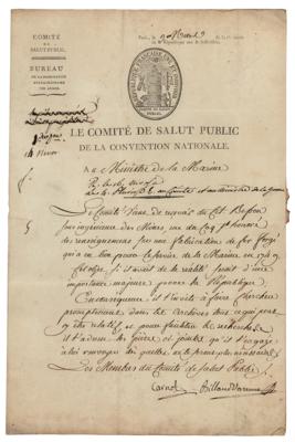 Lot #357 Lazare Carnot and Jacques-Nicolas Billaud-Varenne Document Signed - Image 1