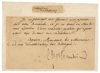 Lot #492 Francois Rene de Chateaubriand Partial Letter Signed - Image 1