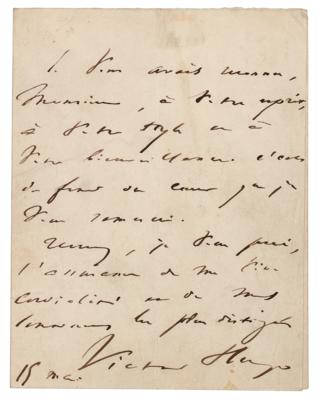 Lot #478 Victor Hugo Autograph Letter Signed