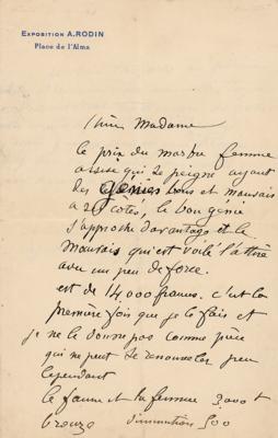 Lot #438 Auguste Rodin Autograph Letter Signed
