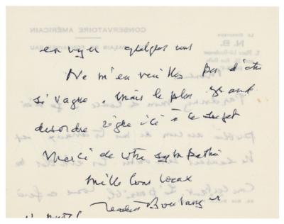 Lot #534 Nadia Boulanger Autograph Letter Signed - Image 2