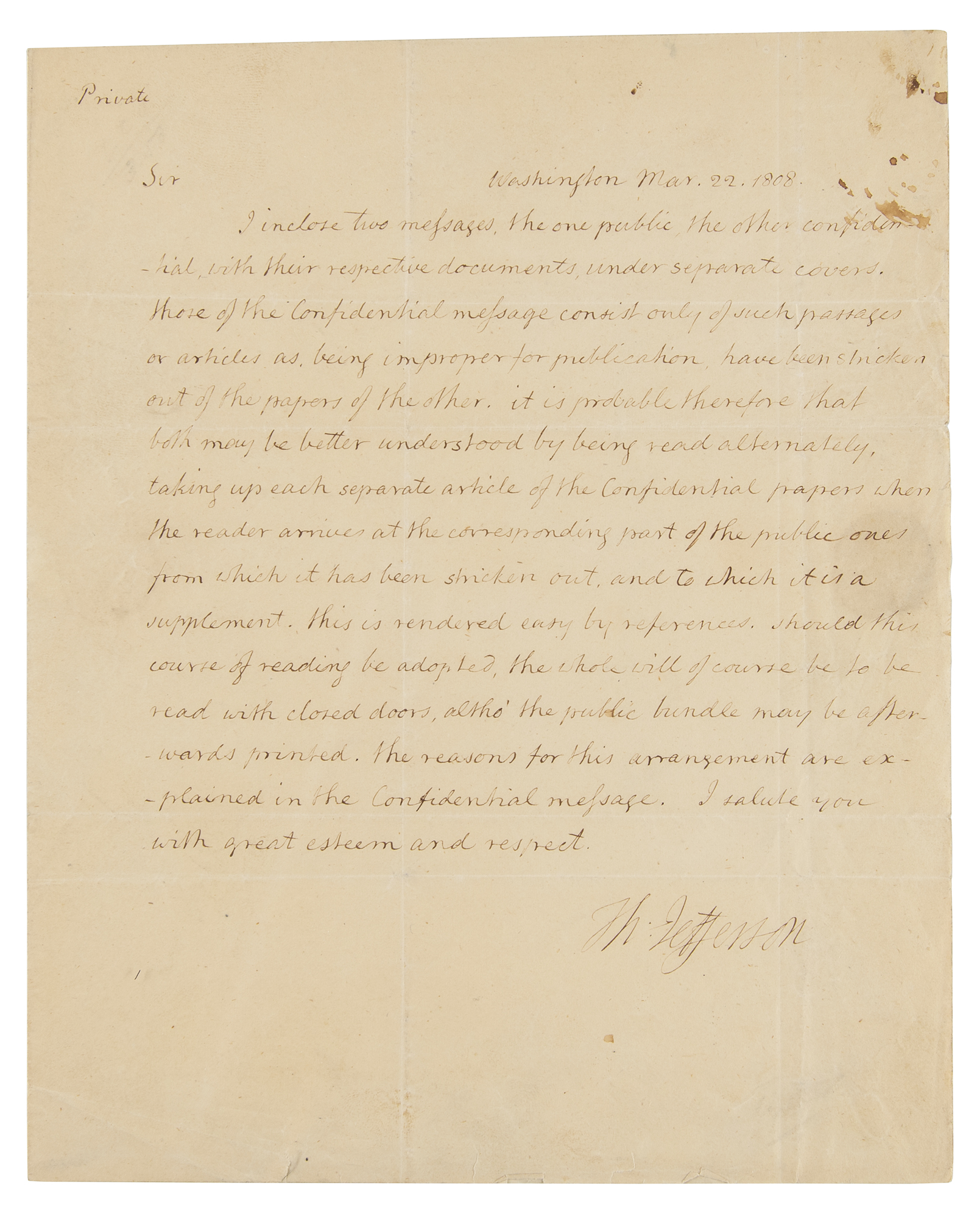 Lot #1 Thomas Jefferson Autograph Letter Signed as President