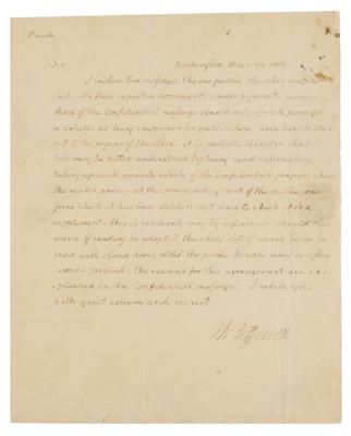 Lot #1 Thomas Jefferson Autograph Letter Signed as