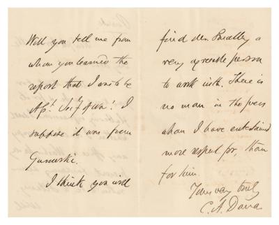 Lot #184 Charles A. Dana Autograph Letter Signed - Image 2