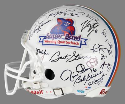 Lot #691 NFL Super Bowl Quarterbacks (29) Multi-Signed Football Helmet - Image 4