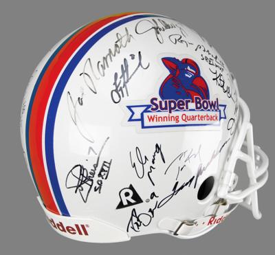 Lot #691 NFL Super Bowl Quarterbacks (29) Multi-Signed Football Helmet - Image 5