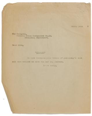 Lot #301 Titanic (4) Letters Related to August Johnson  - Image 3