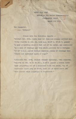 Lot #300 Titanic: Packet of (6) 'Obstruction to Navigation' Reports