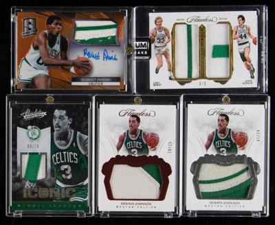 Lot #889 Boston Celtics Hall of Fame Lot of (5) Relic and Autograph Cards
