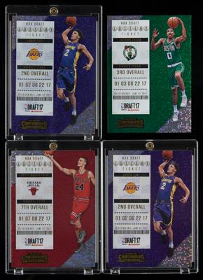 Lot #887 2017 Panini Contenders Lottery Ticket Lot of (4) with Tatum, Ball, and Markkanen - Image 1