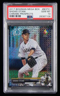 Lot #822 2017 Bowman Mega Box Chrome Prospects Shohei Otani PSA GEM MINT 10 - Image 1