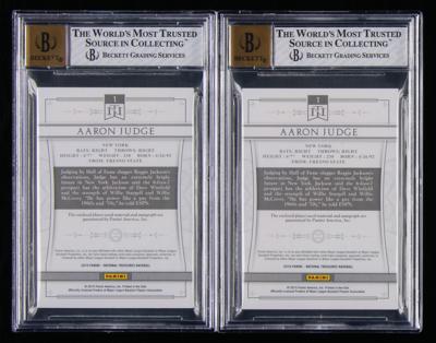 Lot #812 2015 National Treasures Prospect Silhouette Autos Aaron Judge Autograph/Relic Cards (/25) and (/99) BGS NM-MT 8/10 - Image 2