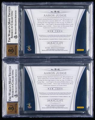 Lot #824 2017 Immaculate Collection Immaculate Bats Aaron Judge Autograph (/99) BGS NM-MT+ 8.5/10 and BGS NM-MT 8/10 - Image 2