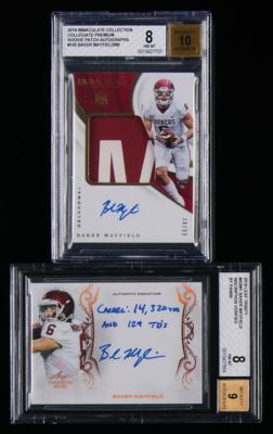 Lot #945 Baker Mayfield (2) Autograph and Relic Cards