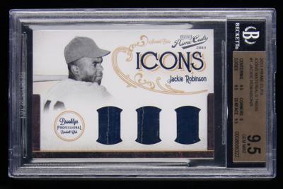 Lot #803 2011 Prime Cuts Icons Materials Trios Jackie Robinson Relic (2/5) BGS GEM MINT 9.5 - Image 1