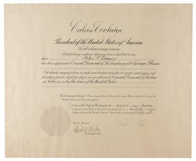 Lot #54 Calvin Coolidge Document Signed as President