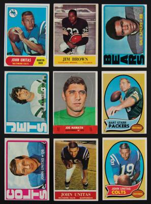 Lot #892 1960s-70s Football HOF Card Lot of (27) with Brown, Unitas, Sayers, and Namath