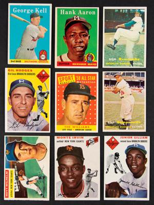 Lot #774 1950s Topps Baseball Lot of (21) with Aaron, Williams, and Campanella
