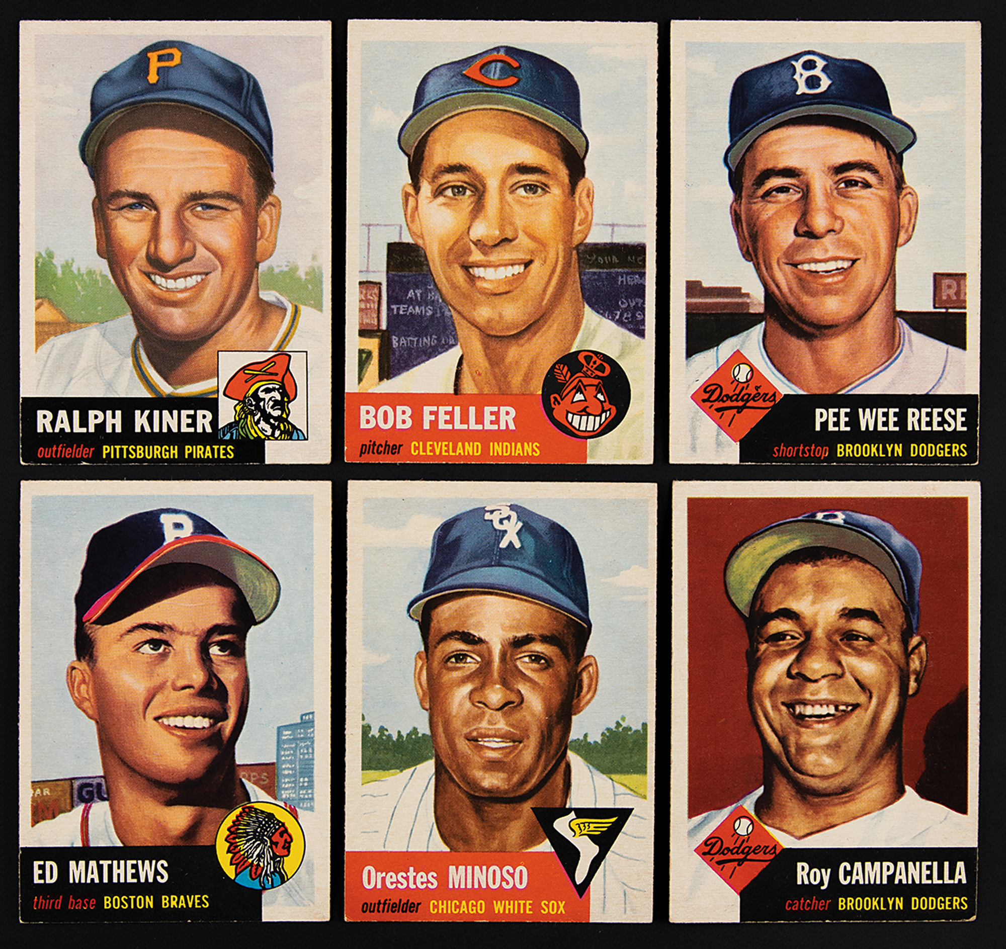 Lot #779 1953 Topps Baseball Lot of (74) with Campanella, Feller, Mathews