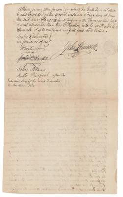 Lot #97 John Hancock and John Adams Document Signed - Image 2